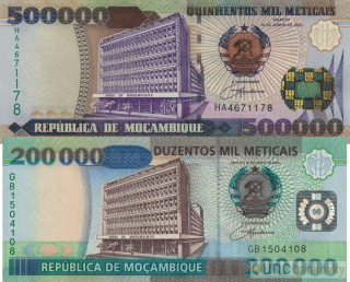 Mosambik sada 200.000-500.000 Meticais 2003 UNC