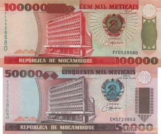 Mosambik sada 50.000-100.000 Meticais 1993 UNC