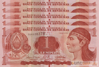 5x Honduras 1 Lempira dealer set UNC